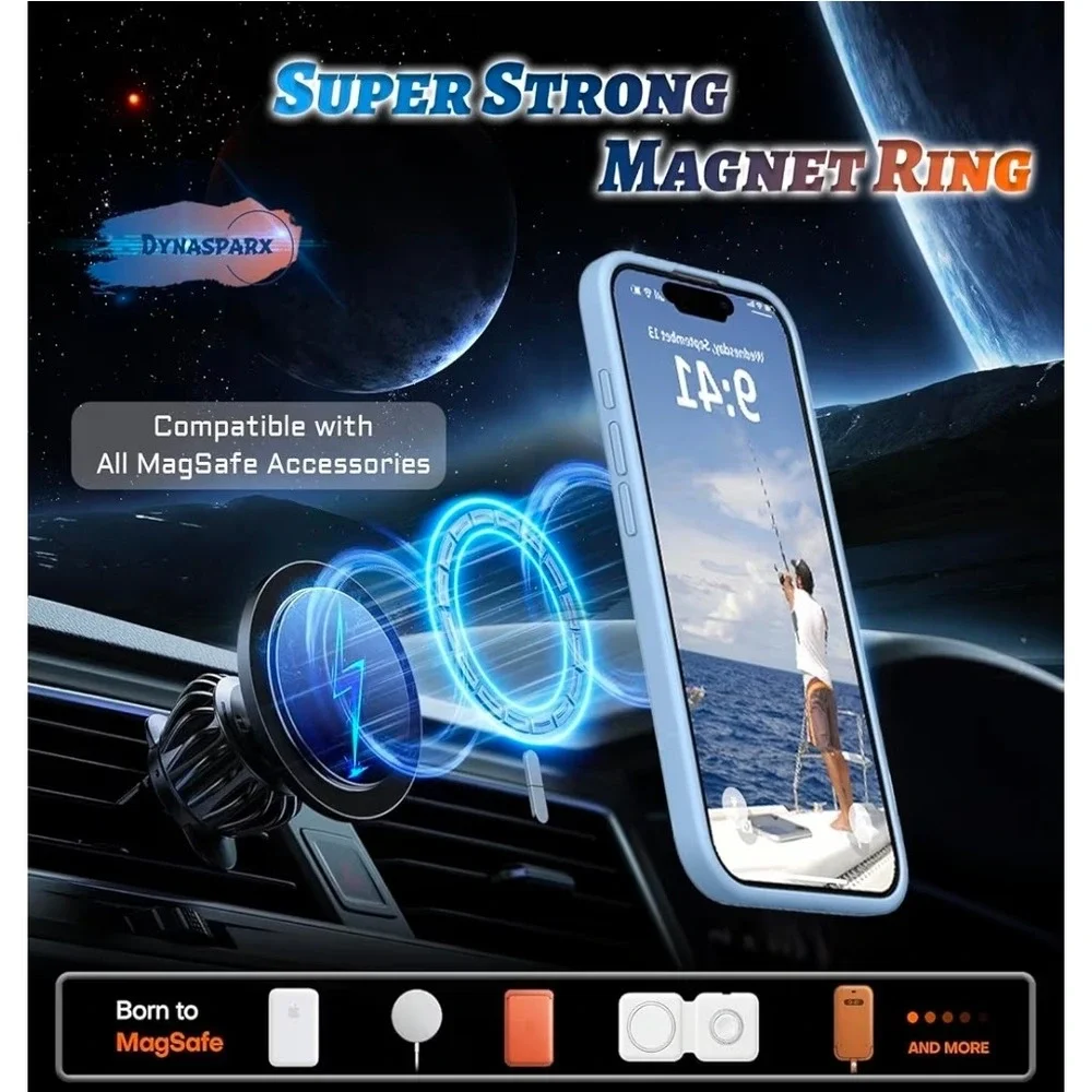 DynaSparx Magnetic iPhone 16 Pro Max Case Matte Black Rotatable Ring  MagSafe‎